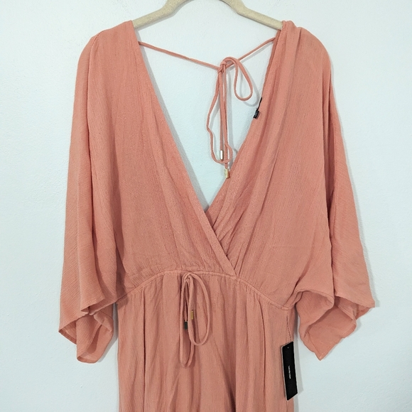 Lulus NWT City Walk Mini Dress Surplice Open Tie Back Drawstring Orange Medium M - Picture 10 of 10